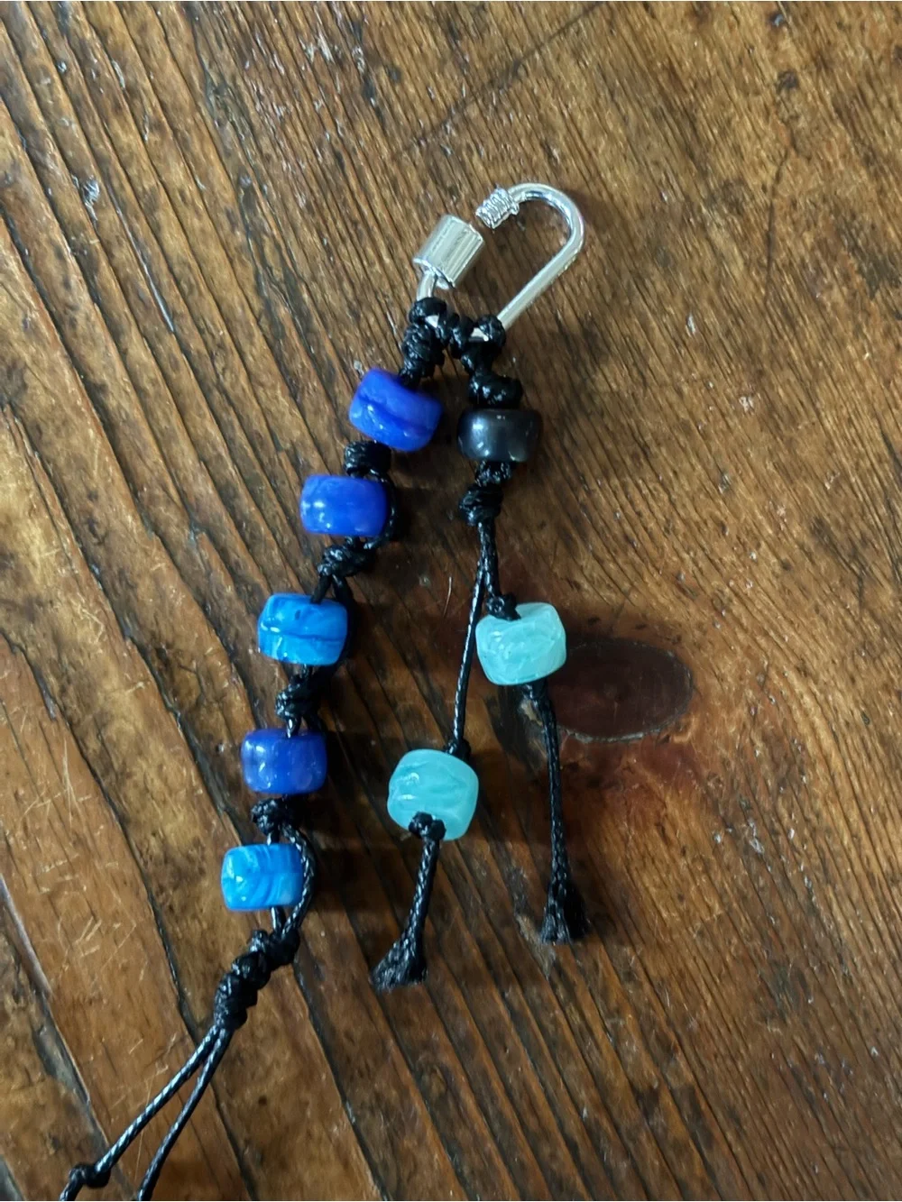Handmade Blue Beaded Men’s Keychain Accessory